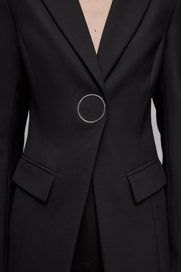 Patrizia Pepe Tailleur Stretch Wool Gabardine Jacket Black 8211 Women