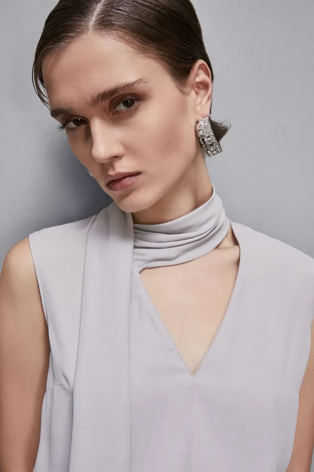 Patrizia Pepe Tops Blouse With Sash Grey 8211 Women