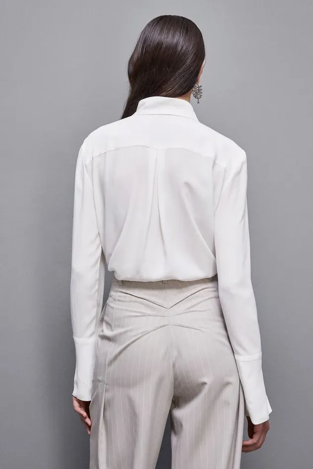 Patrizia Pepe Tops Essential Crepe LongSleeved Shirt White 8211 Women