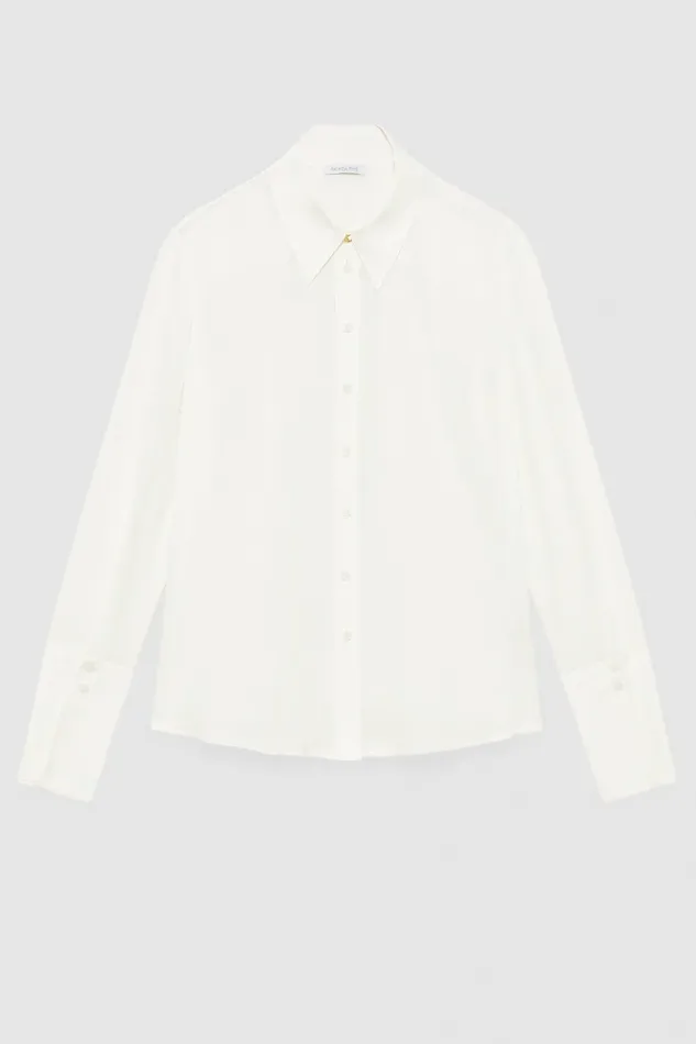 Patrizia Pepe Tops Essential Crepe LongSleeved Shirt White 8211 Women