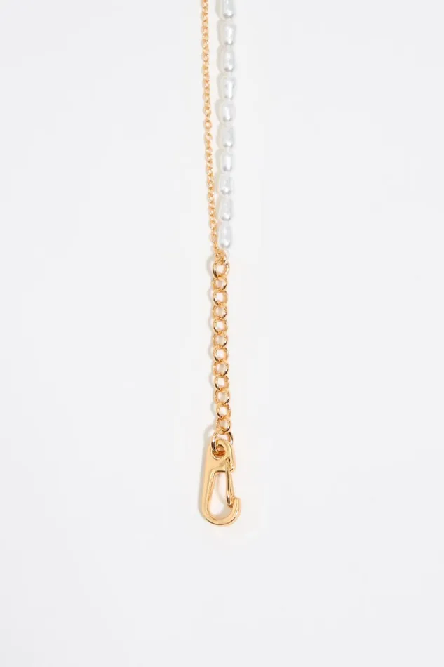 Pearl And Heart Logo Double Chain Necklace Gold Women Bimba Y Lola Necklaces Pearl And Heart Logo Double Chain Necklace Gold Women Bimba Y Lola Necklaces
