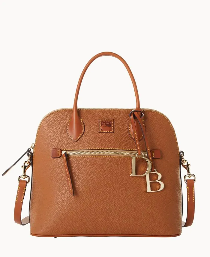 Pebble Grain Large Domed Satchel Caramel Woman Dooney and Bourke Satchels