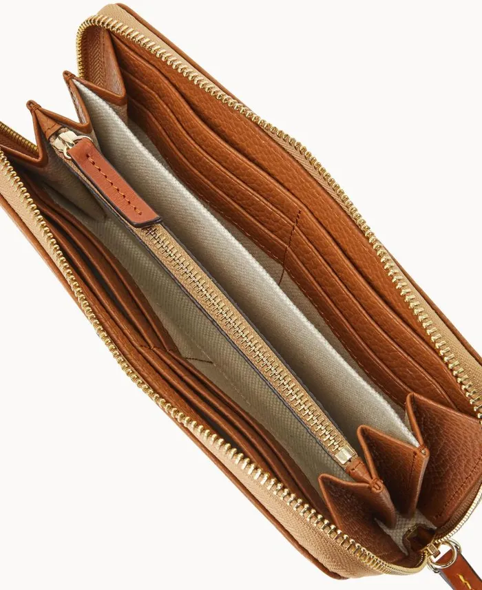 Pebble Grain Large Zip Around Wristlet Caramel ManWoman Dooney and Bourke Wallets Pebble Grain Large Zip Around Wristlet Caramel ManWoman Dooney and Bourke Wallets