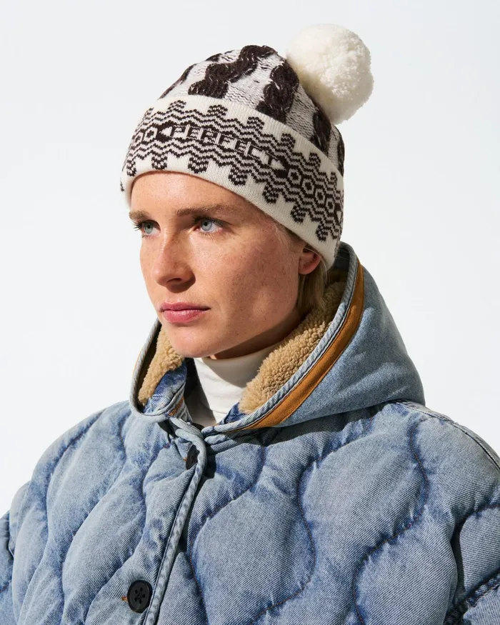 Perfect Moment Cable Knit Merino Wool Beanie White Women Accessories