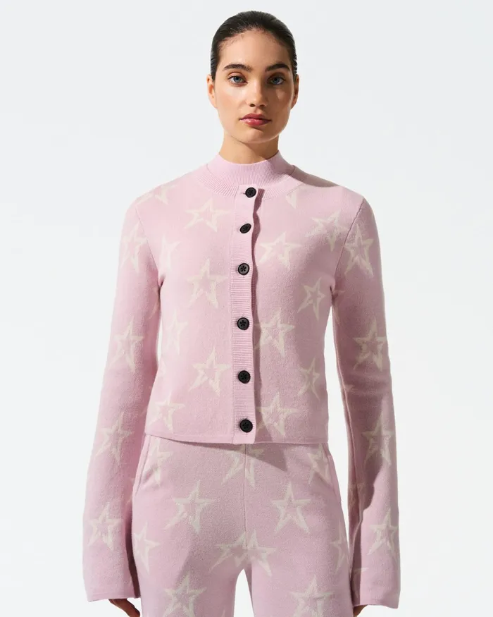 Perfect Moment Chalet Merino Wool Cardigan Pink Women Tops