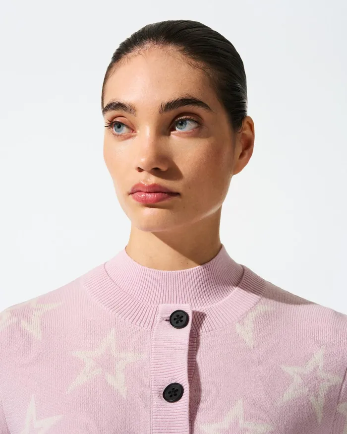 Perfect Moment Chalet Merino Wool Cardigan Pink Women Tops