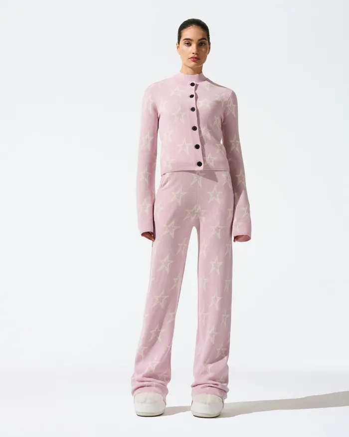 Perfect Moment Chalet Merino Wool Cardigan Pink Women Tops
