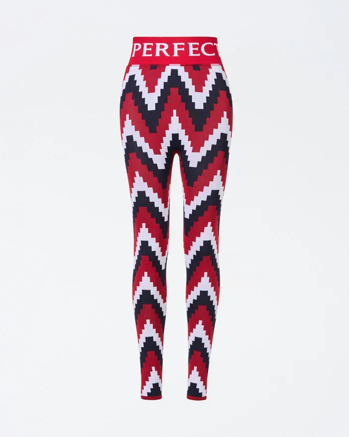 Perfect Moment Chevron Jacquard Legging Red Women Base Layers