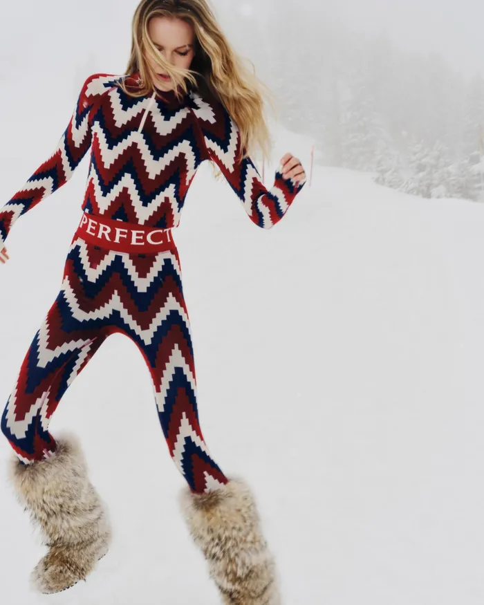 Perfect Moment Chevron Jacquard Legging Red Women Base Layers