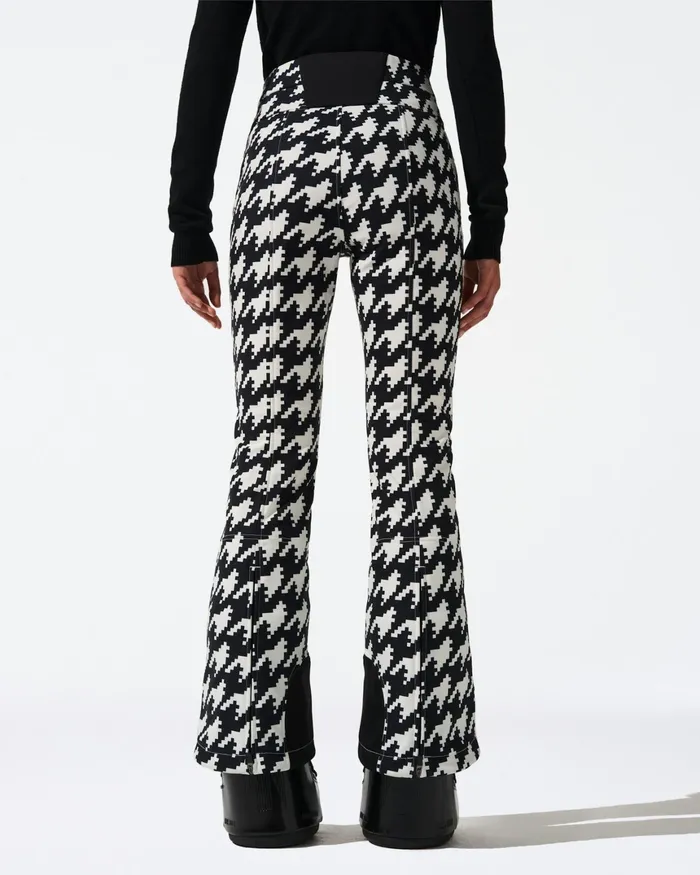 Perfect Moment HighWaist Houndstooth Aurora Flare Ski Pant Black and White 8211 Houndstooth Print Women Pants