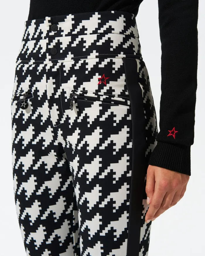 Perfect Moment HighWaist Houndstooth Aurora Flare Ski Pant Black and White 8211 Houndstooth Print Women Pants