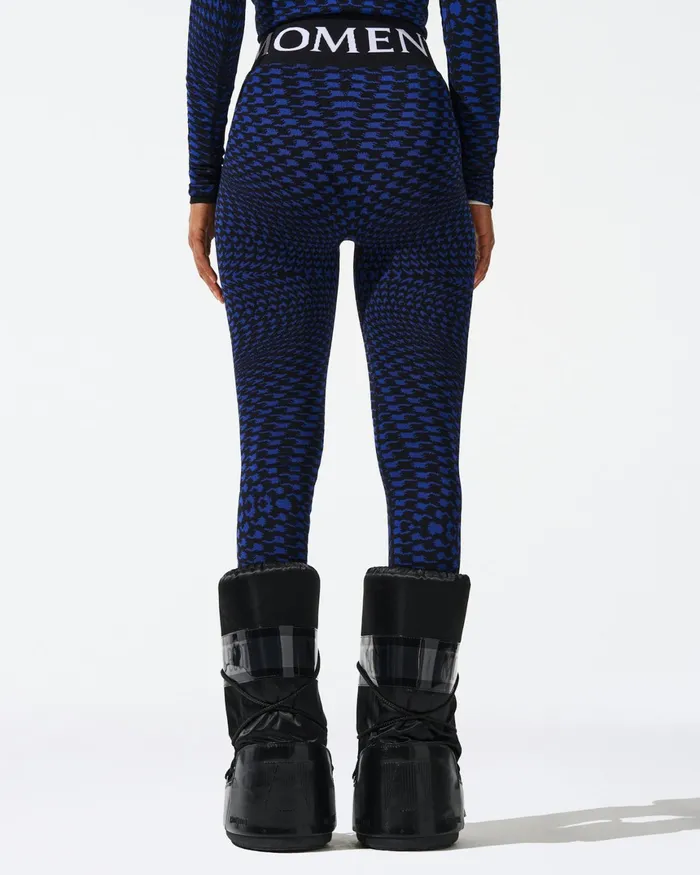 Perfect Moment Twisted Houndstooth Jacquard Legging True Indigo Women Base Layers