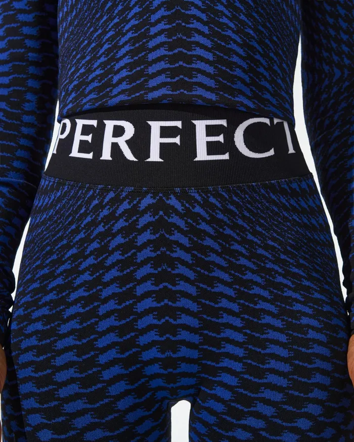 Perfect Moment Twisted Houndstooth Jacquard Legging True Indigo Women Base Layers