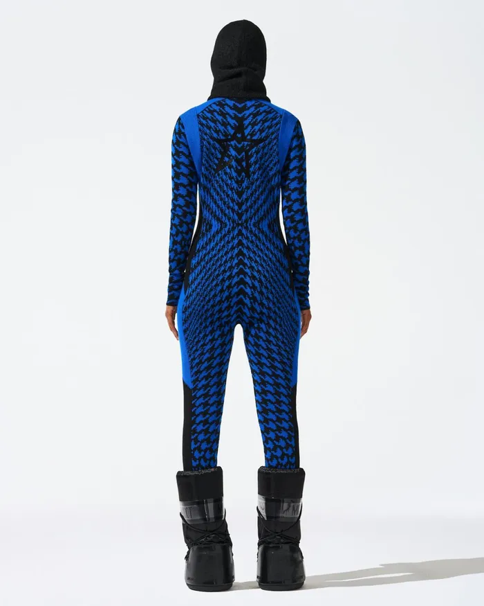 Perfect Moment Twisted Houndstooth Merino Wool Jumpsuit True Indigo Women Jumpsuits