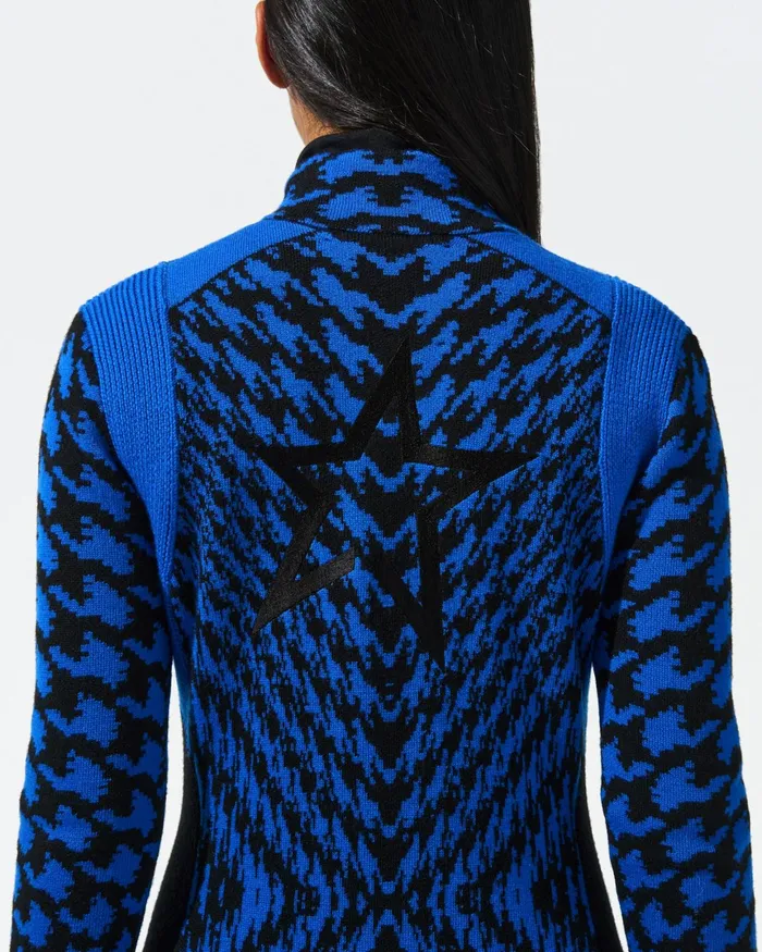 Perfect Moment Twisted Houndstooth Merino Wool Jumpsuit True Indigo Women Jumpsuits