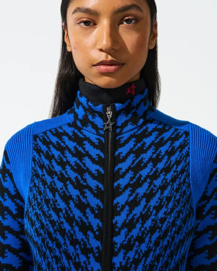 Perfect Moment Twisted Houndstooth Merino Wool Jumpsuit True Indigo Women Jumpsuits