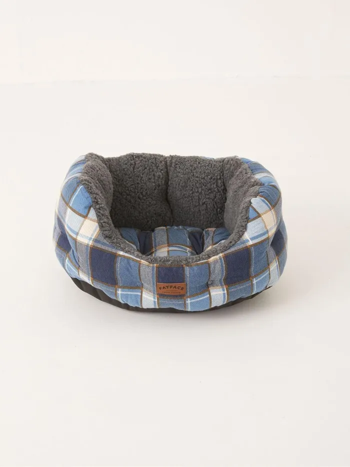 Pet Accessories Fat Face Blue Check Small Pet Bed