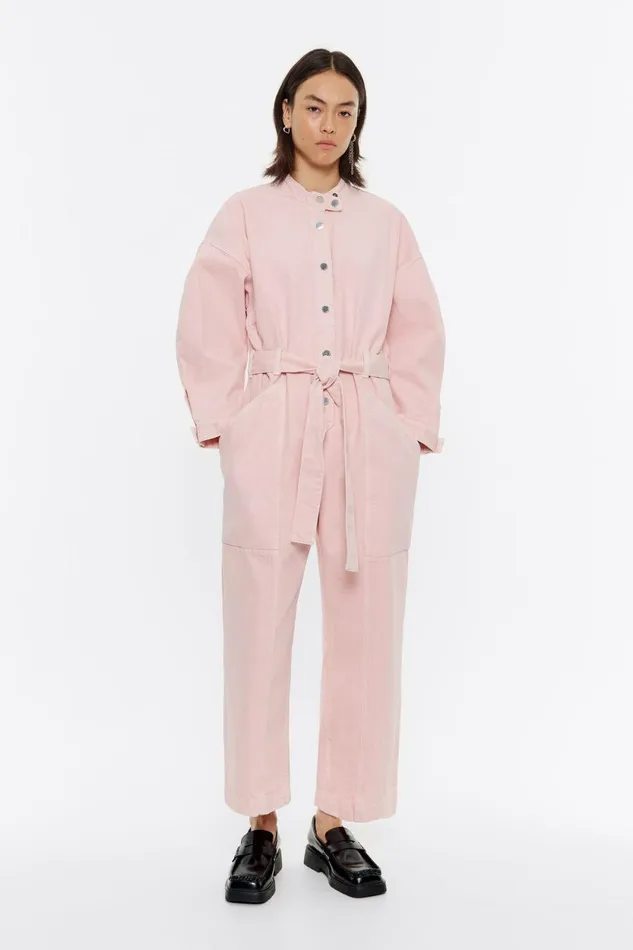 Pink Denim Cargo Jumpsuit Denim Pink Women Bimba Y Lola Dresses And Jumpsuits