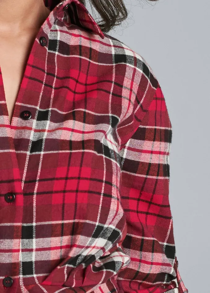PLAID KNOT TIE TOP Red Multi Women VENUS Casual Tops