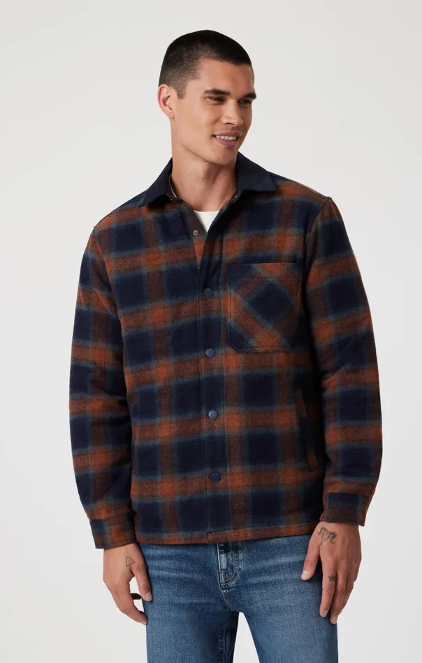 Plaid Shacket In Brick Red Check Men Mavi Jeans Jackets