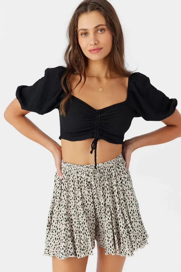 POLLY TEXTURED KNIT CROP TOP Black Women O039NEILL Clothing