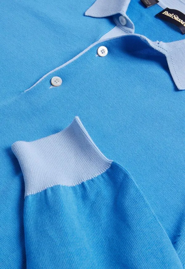 Polos and TShirts Paulstuart Mens Cotton Long Sleeve Polo Light Blue Polos and TShirts Paulstuart Mens Cotton Long Sleeve Polo Light Blue
