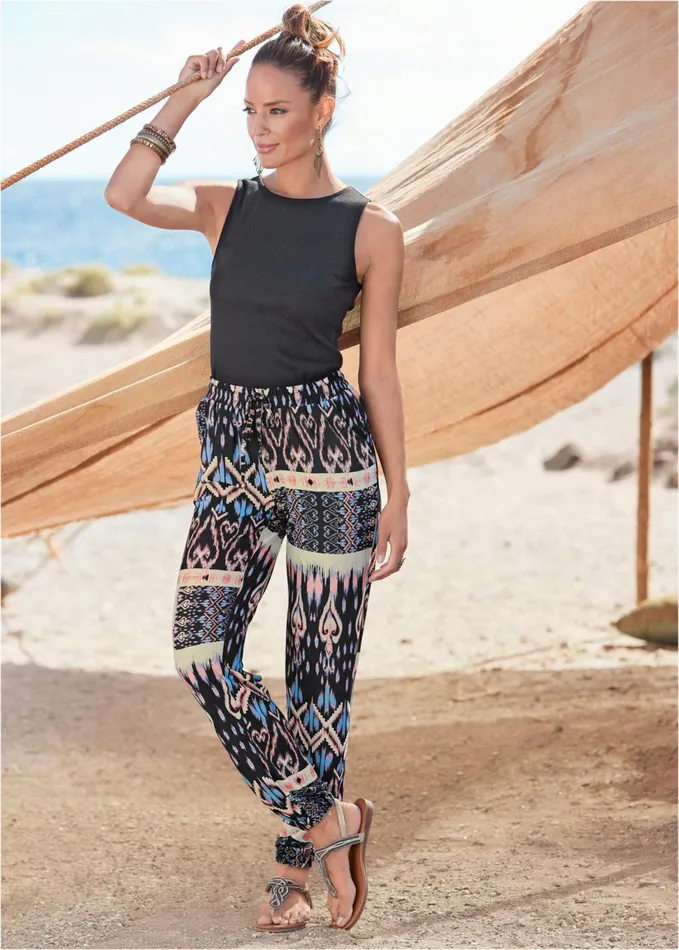 Printed Casual Pants Black Multi Women VENUS Casual