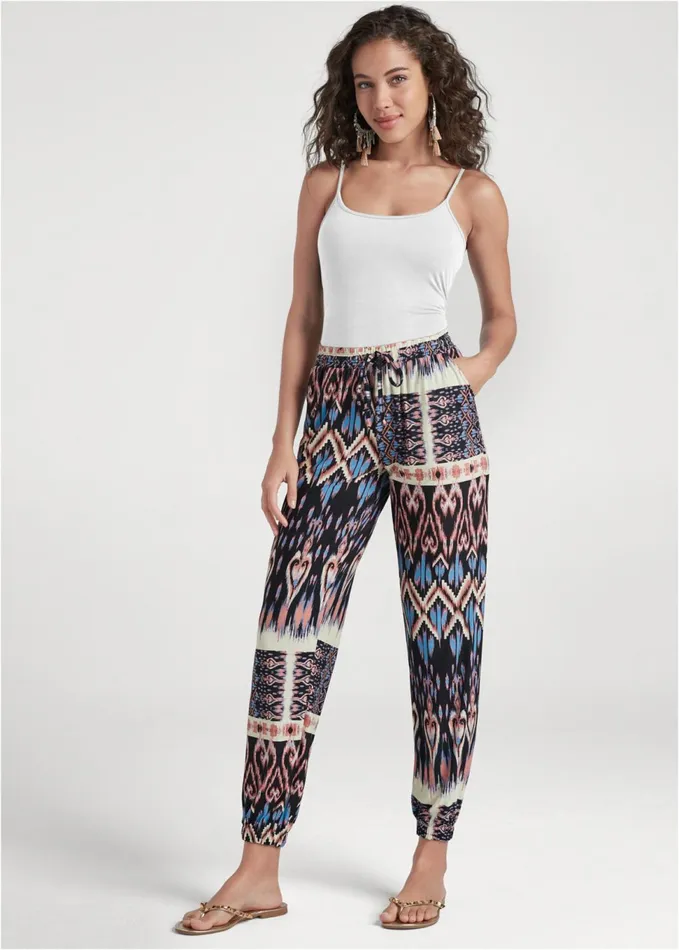 Printed Casual Pants Black Multi Women VENUS Casual