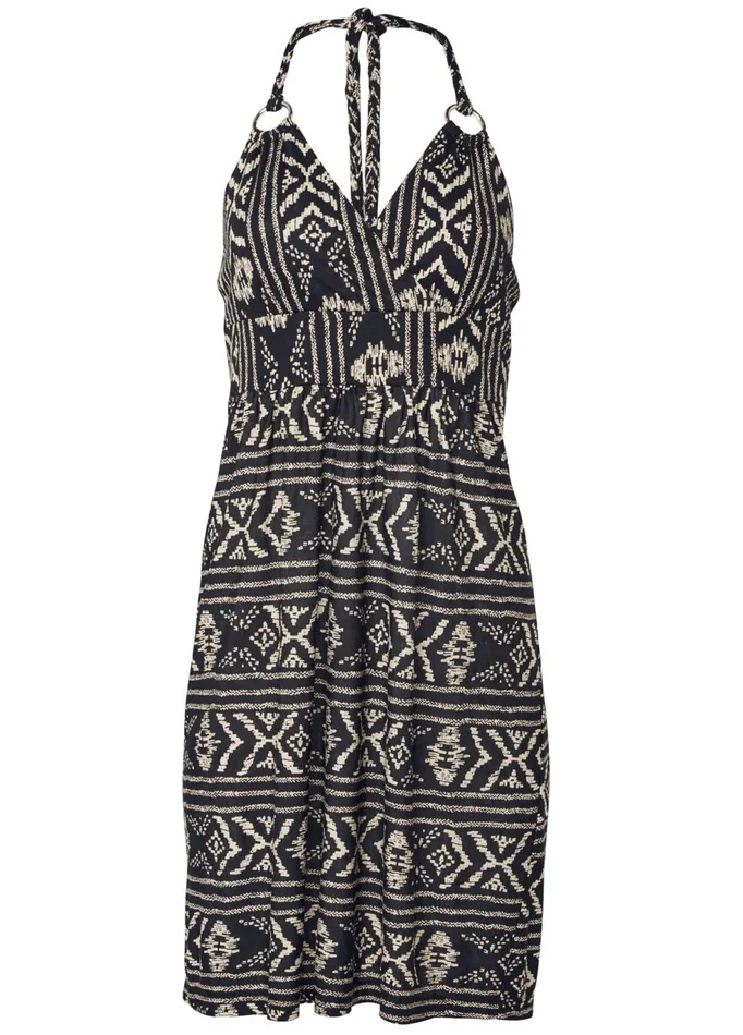 PRINTED HALTER TIE DRESS Black Multi Women VENUS Sundresses