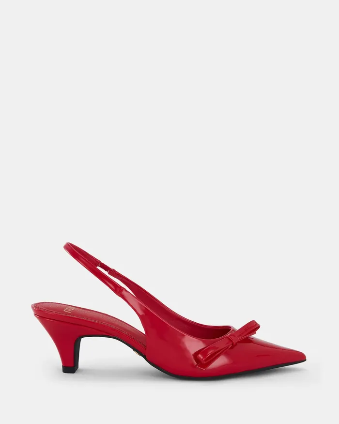 Pumps Women NOVO Shoes INGARIE Red Patent Kitten Heels