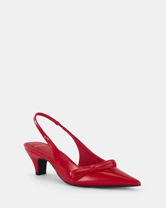 Pumps Women NOVO Shoes INGARIE Red Patent Kitten Heels