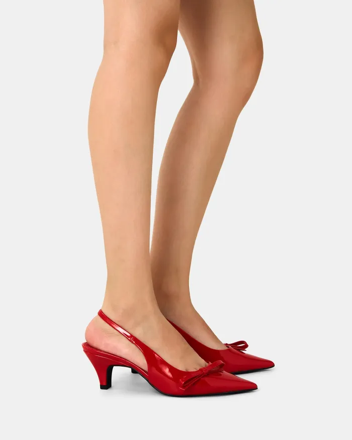 Pumps Women NOVO Shoes INGARIE Red Patent Kitten Heels