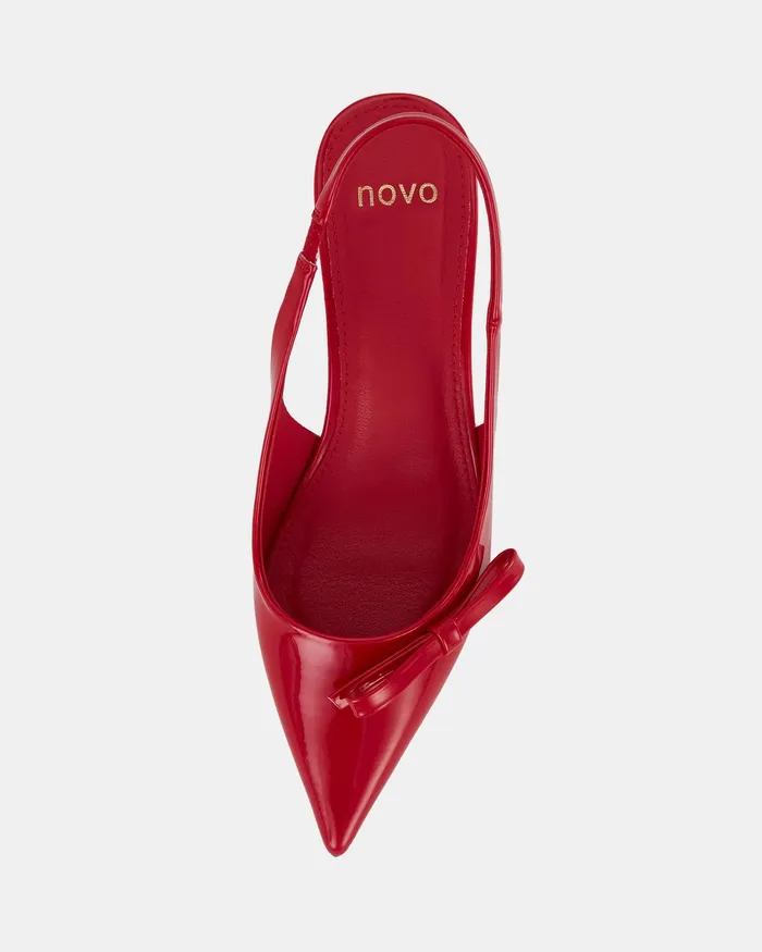 Pumps Women NOVO Shoes INGARIE Red Patent Kitten Heels