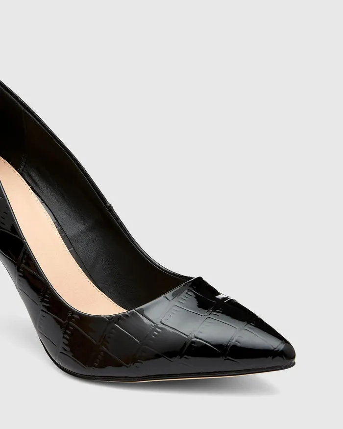 Pumps Women NOVO Shoes IRANIA Black Croc Pumps Women NOVO Shoes IRANIA Black Croc