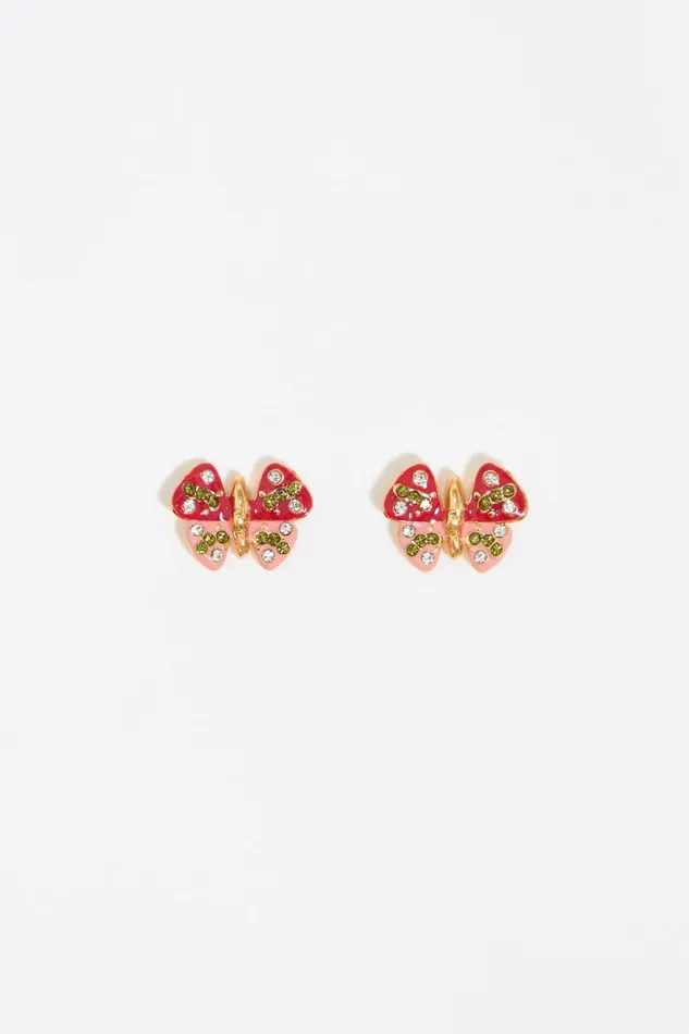 Red Butterfly Earrings Gold Women Bimba Y Lola Earrings