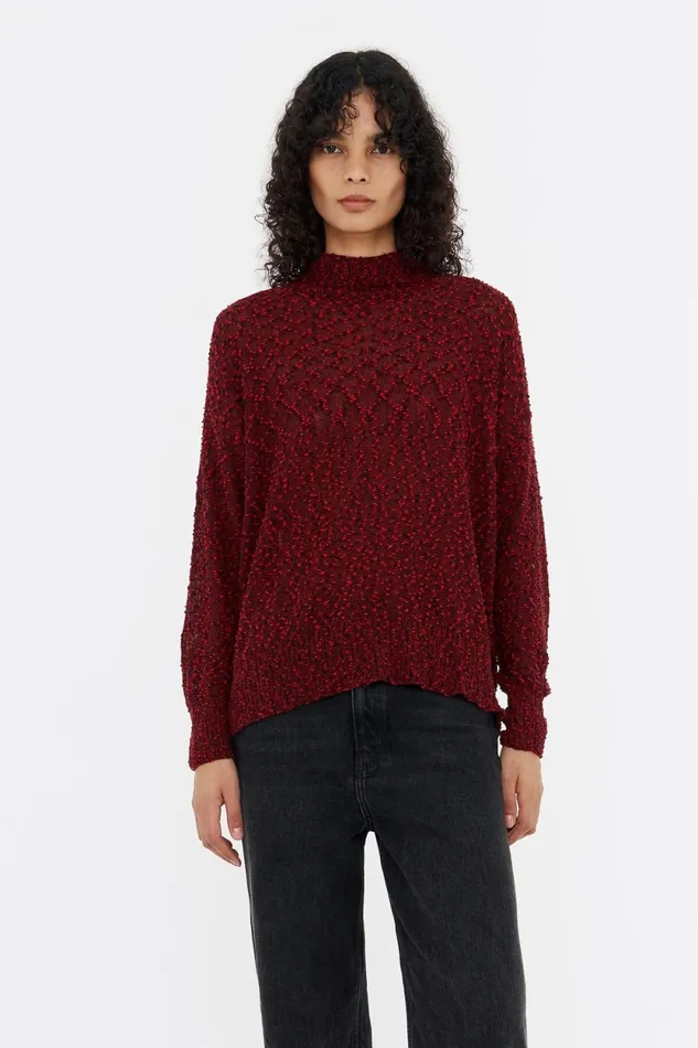Red Textured Sweater Red Women Bimba Y Lola Knitwear