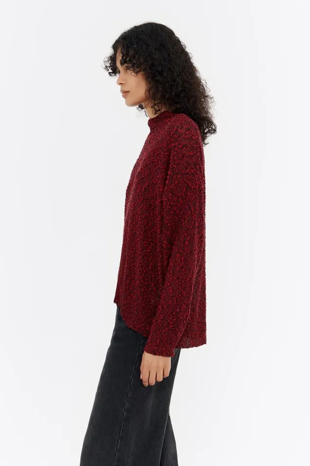 Red Textured Sweater Red Women Bimba Y Lola Knitwear Red Textured Sweater Red Women Bimba Y Lola Knitwear