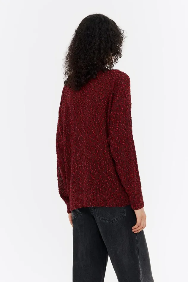 Red Textured Sweater Red Women Bimba Y Lola Knitwear Red Textured Sweater Red Women Bimba Y Lola Knitwear