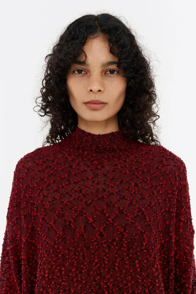 Red Textured Sweater Red Women Bimba Y Lola Knitwear Red Textured Sweater Red Women Bimba Y Lola Knitwear