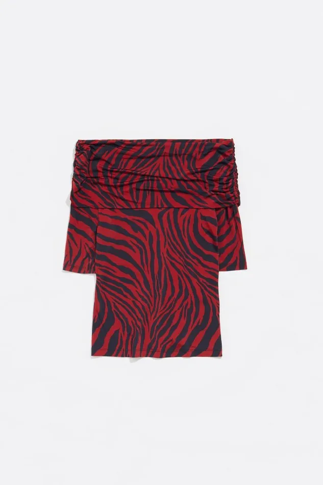 Red Zebra Fitted Tshirt Zebra Red Women Bimba Y Lola TShirts Red Zebra Fitted Tshirt Zebra Red Women Bimba Y Lola TShirts