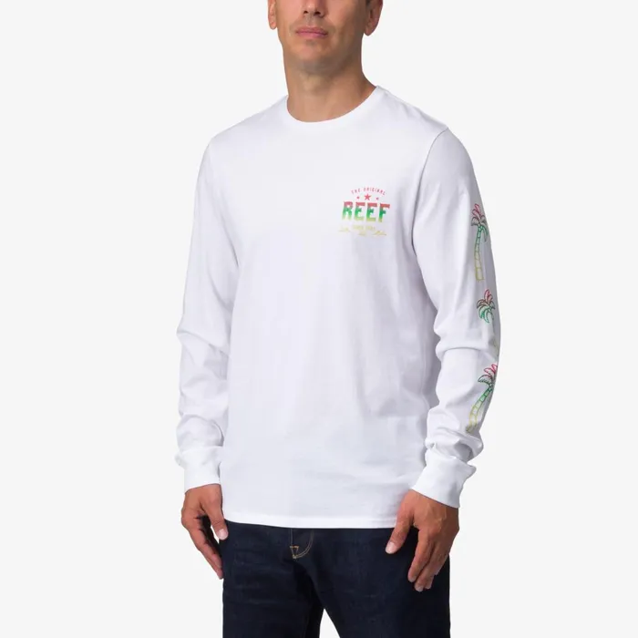 Reef TShirts and Shirts Tour Long Sleeve Tee Bright White 8211 Men Reef TShirts and Shirts Tour Long Sleeve Tee Bright White 8211 Men