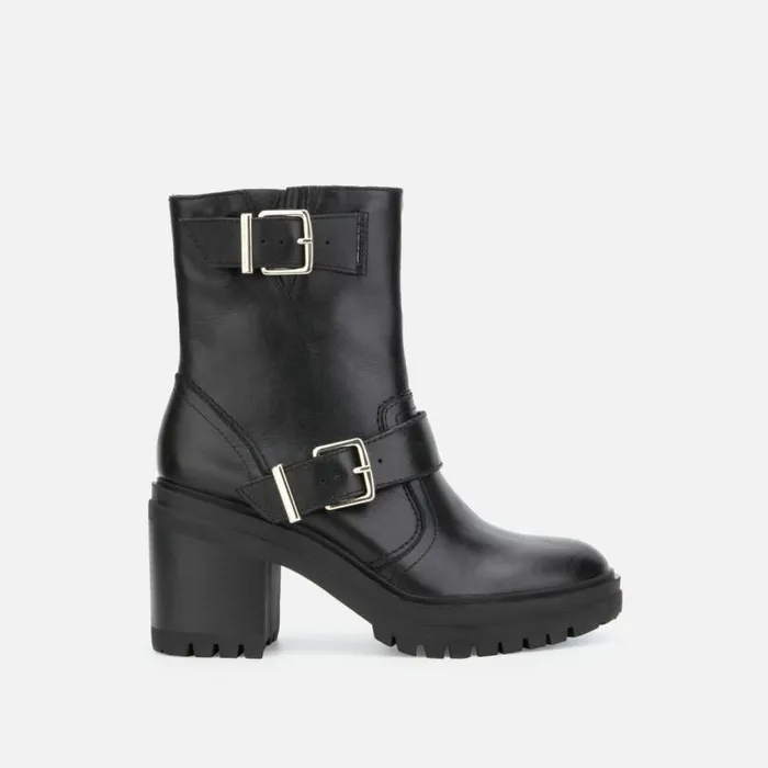 Rhode Buckled Leather Short Boot With Polar Grip Black Women Kenneth Cole Boots Booties