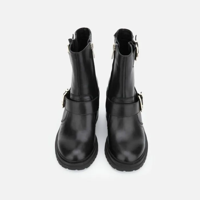 Rhode Buckled Leather Short Boot With Polar Grip Black Women Kenneth Cole Boots Booties