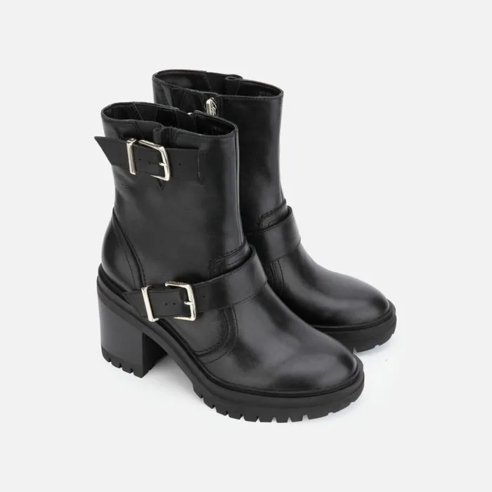 Rhode Buckled Leather Short Boot With Polar Grip Black Women Kenneth Cole Boots Booties