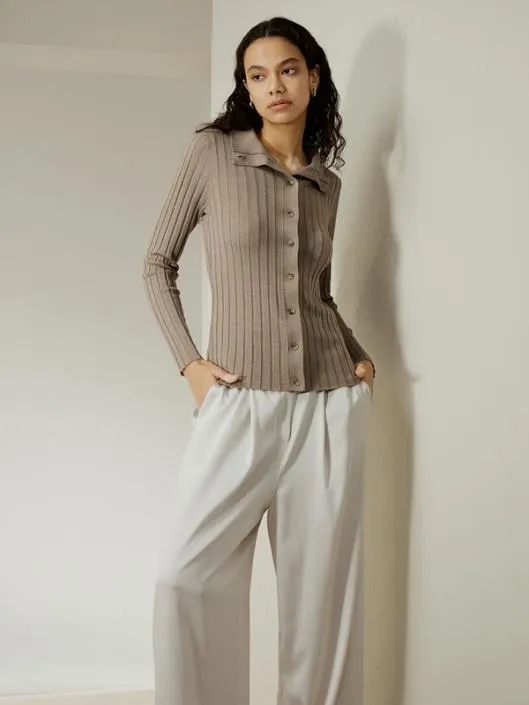 Ribbed SilkCashmere Blend Cardigan Women Lilysilk Knitwear