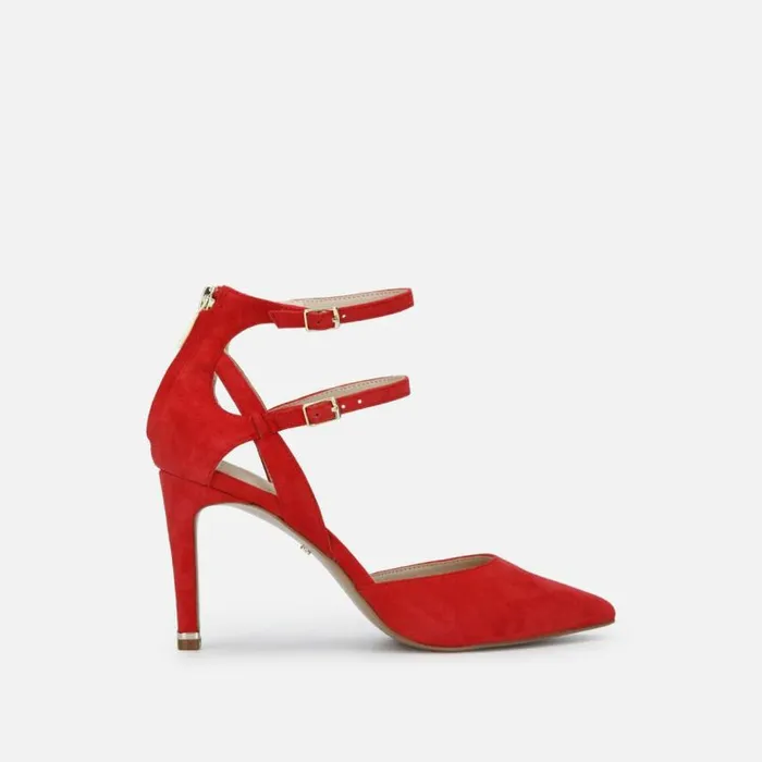 Riley 85 Double Strap Pump In Suede Fuego Women Kenneth Cole Heels