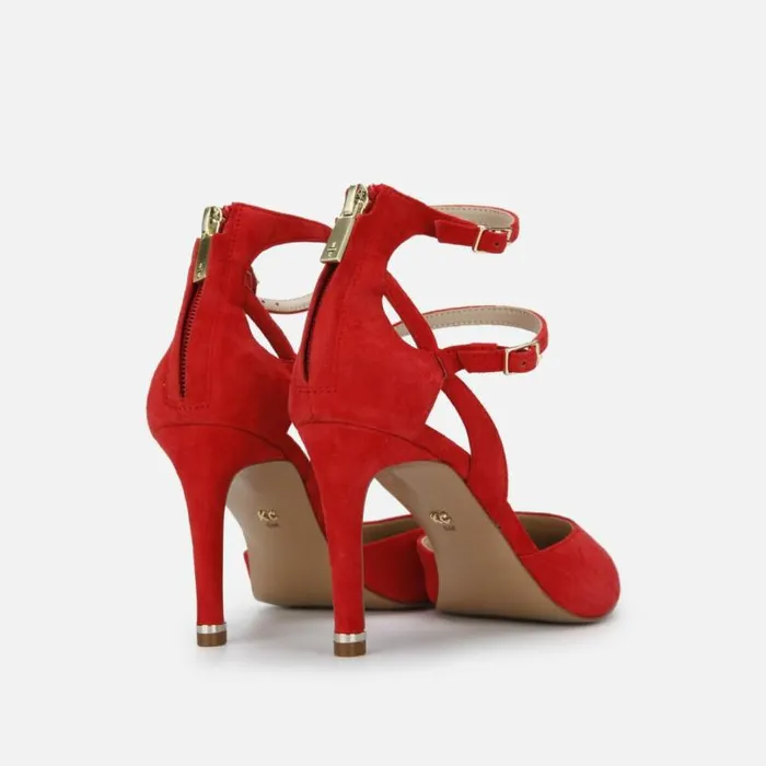 Riley 85 Double Strap Pump In Suede Fuego Women Kenneth Cole Heels
