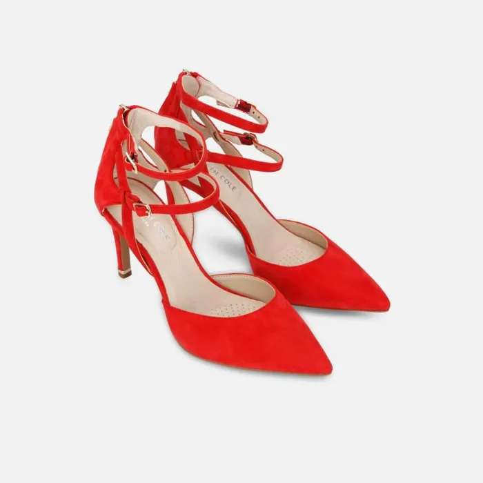 Riley 85 Double Strap Pump In Suede Fuego Women Kenneth Cole Heels