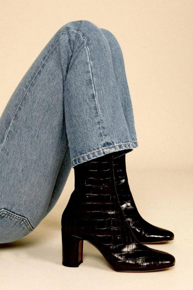 Rouje CELESTE Ankle Boots Croco Chocolat Women Shoes