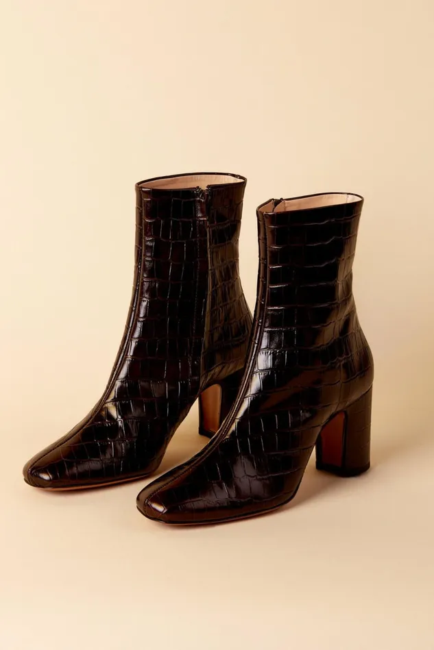Rouje CELESTE Ankle Boots Croco Chocolat Women Shoes